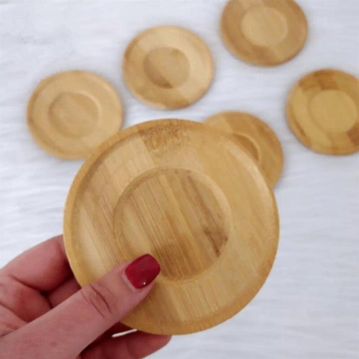 زیر لیوانی ( نعلبکی )  چوب بامبو گرد پک 6 عددی